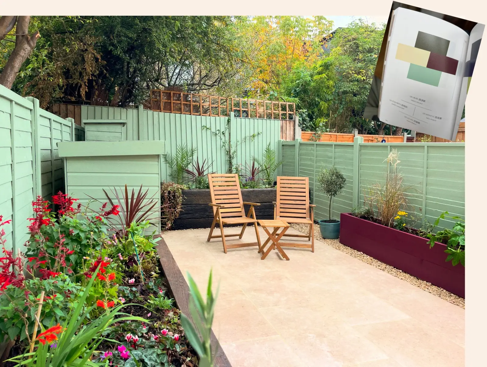 Completed Leyton garden transformation with porcelain terrace and raised beds